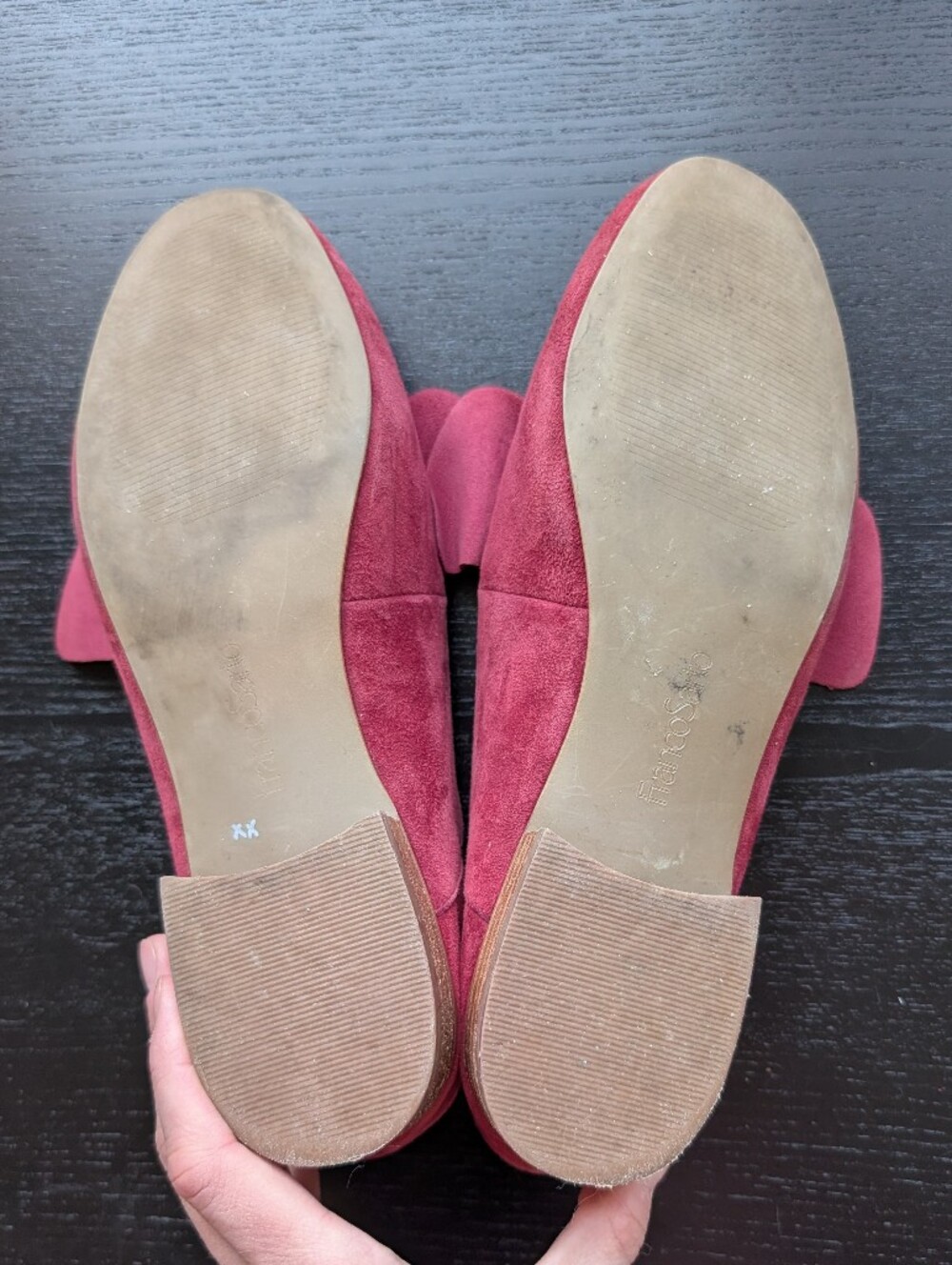 Franco Sarto Red Suede Abyss Shoes with Bow - Picture 5 of 7